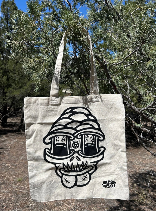 Alien tote screen printed canvas bag — water-based ink handmade by SÖZ Bazaar Colorado