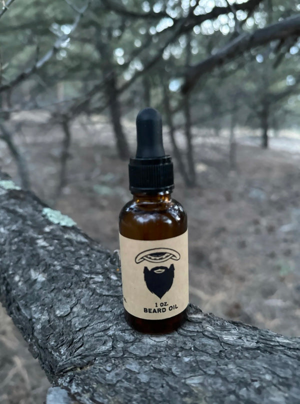 Pine infused beard oil 1oz bottle — small batch natural formula handmade by SÖZ Bazaar Colorado