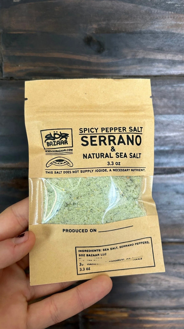 Maggie's serrano salt small batch handmade hot salt — grown and packed in Colorado by SÖZ Bazaar