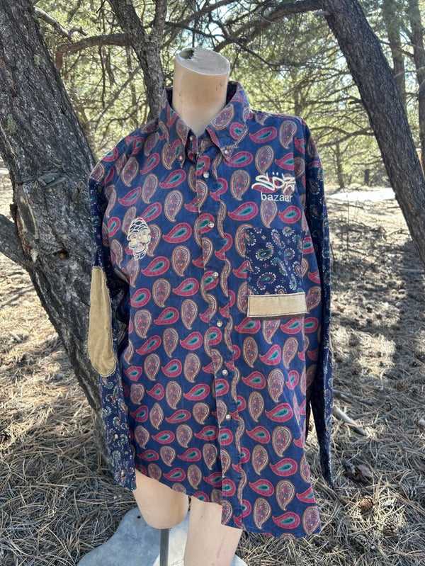 Vintage paisley buttondown 1 of 1 rework — Upcycled Apparel SÖZ Bazaar Colorado