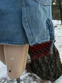 70s disco denim shirt jacket 1 of 1 vintage rework — Upcycled Apparel SÖZ Bazaar Colorado cuff detail