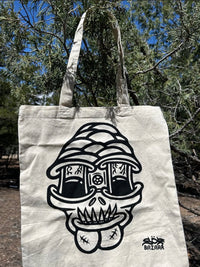 Alien tote screen printed canvas bag — water-based ink handmade by SÖZ Bazaar Colorado details