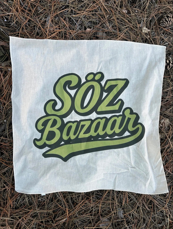 Bazaar screen printed cotton bandana — water-based ink handmade by SÖZ Bazaar Colorado natural