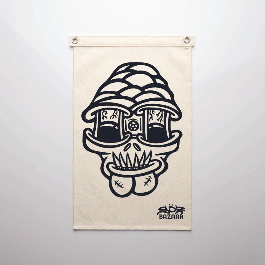 SOZ canvas flag screen printed wall banner — water-based ink handmade by SÖZ Bazaar Colorado