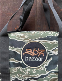 SOZ classic embroidered canvas duffel bag detail shot — handmade by SÖZ Bazaar Colorado