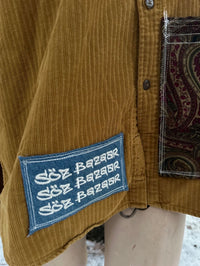  Vintage corduroy buttondown 1 of 1 rework — Upcycled Apparel SÖZ Bazaar Colorado front patch details