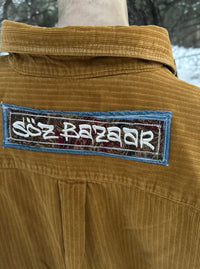  Vintage corduroy buttondown 1 of 1 rework — Upcycled Apparel SÖZ Bazaar Colorado back patch details