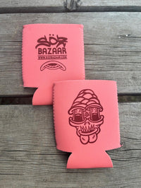 SOZ koozie screen printed can cooler — water-based ink handmade by SÖZ Bazaar Colorado pink