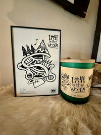 Lost in the Woods 7oz woodsy hand poured soy candle — small batch Colorado made by SÖZ Bazaar art print