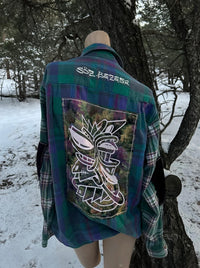 Purple flannel 1 of 1 vintage rework — Upcycled Apparel SÖZ Bazaar Colorado back