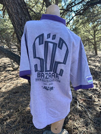 Vintage purple polo 1 of 1 alien embroidered rework — Upcycled Apparel SÖZ Bazaar Colorado back