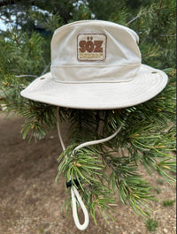 SOZ sun hat embroidered patch wide brim —  Colorado made by SÖZ Bazaar details