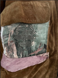 Vintage leather jacket 1 of 1 hand reworked — Upcycled Apparel SÖZ Bazaar Colorado front pocket details