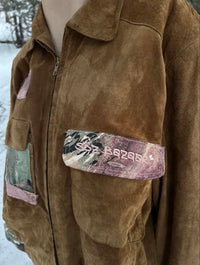 Vintage leather jacket 1 of 1 hand reworked — Upcycled Apparel SÖZ Bazaar Colorado pocket details