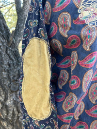 Vintage paisley buttondown 1 of 1 rework — Upcycled Apparel SÖZ Bazaar Colorado elbow patche details