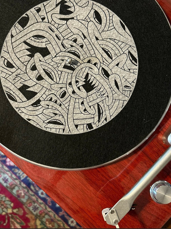 SOZ vinyl slipmat screen printed DJ turntable mat — water-based ink handmade by SÖZ Bazaar Colorado